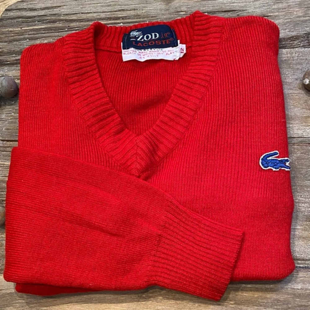 Vintage Izod Lacoste Red Kids Euro 12 (see pics for measurements) V Neck Sweater